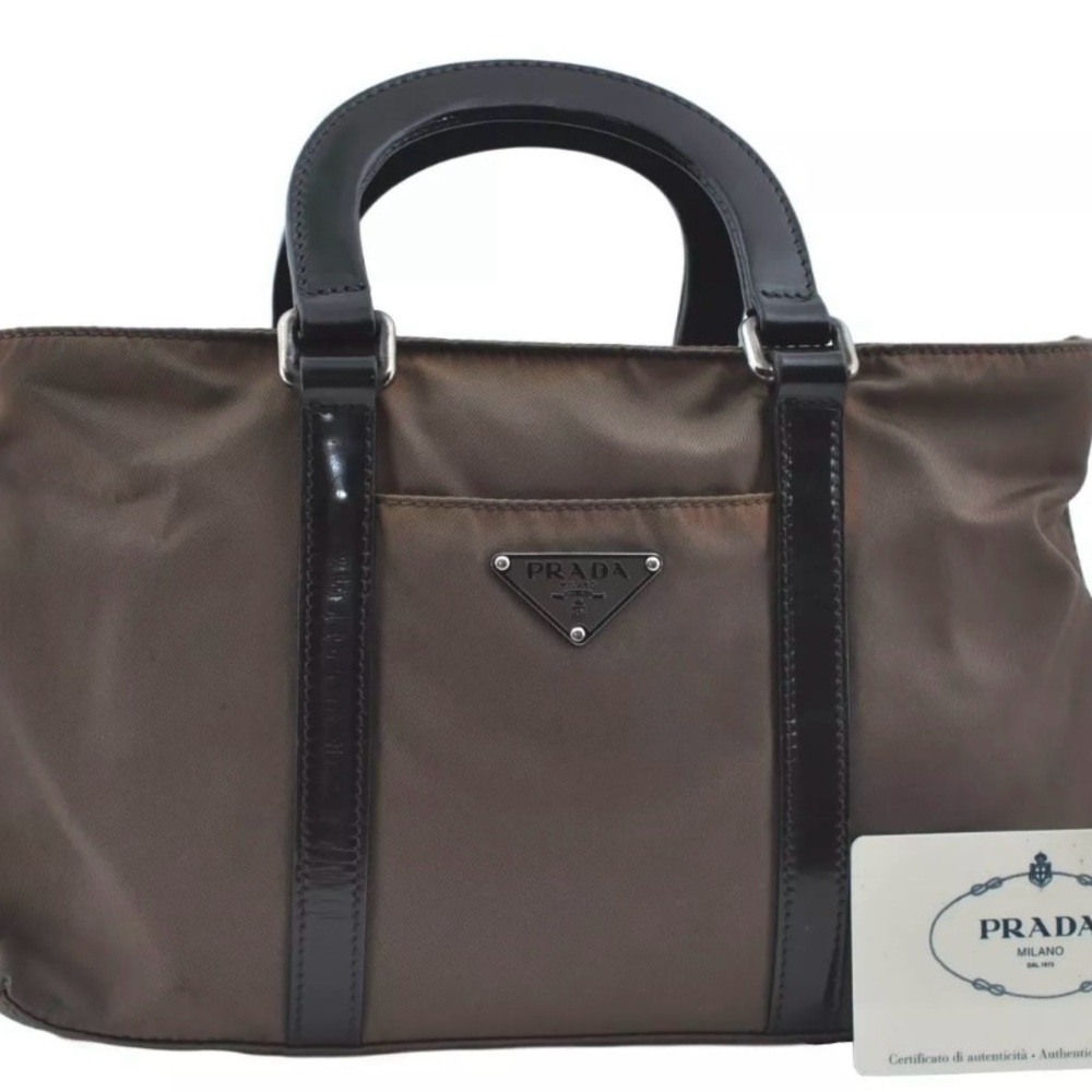 Prada Tessuto Nylon Mini Tote Bag with Patent Leather Trim